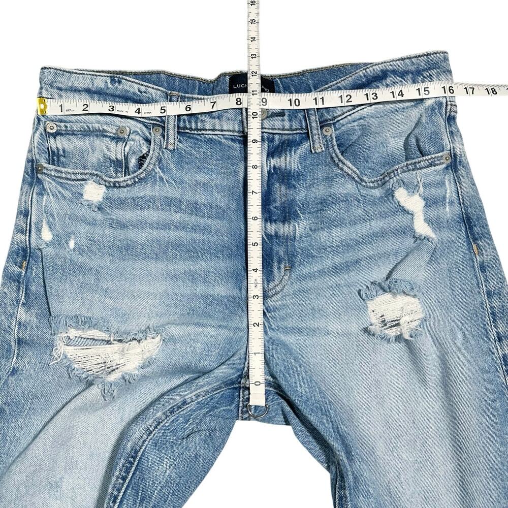 Lucky Brand | Women | Boy Distressed Mid Rise Relaxed Straight Leg Jeans | 30 R - Picture 4 of 16